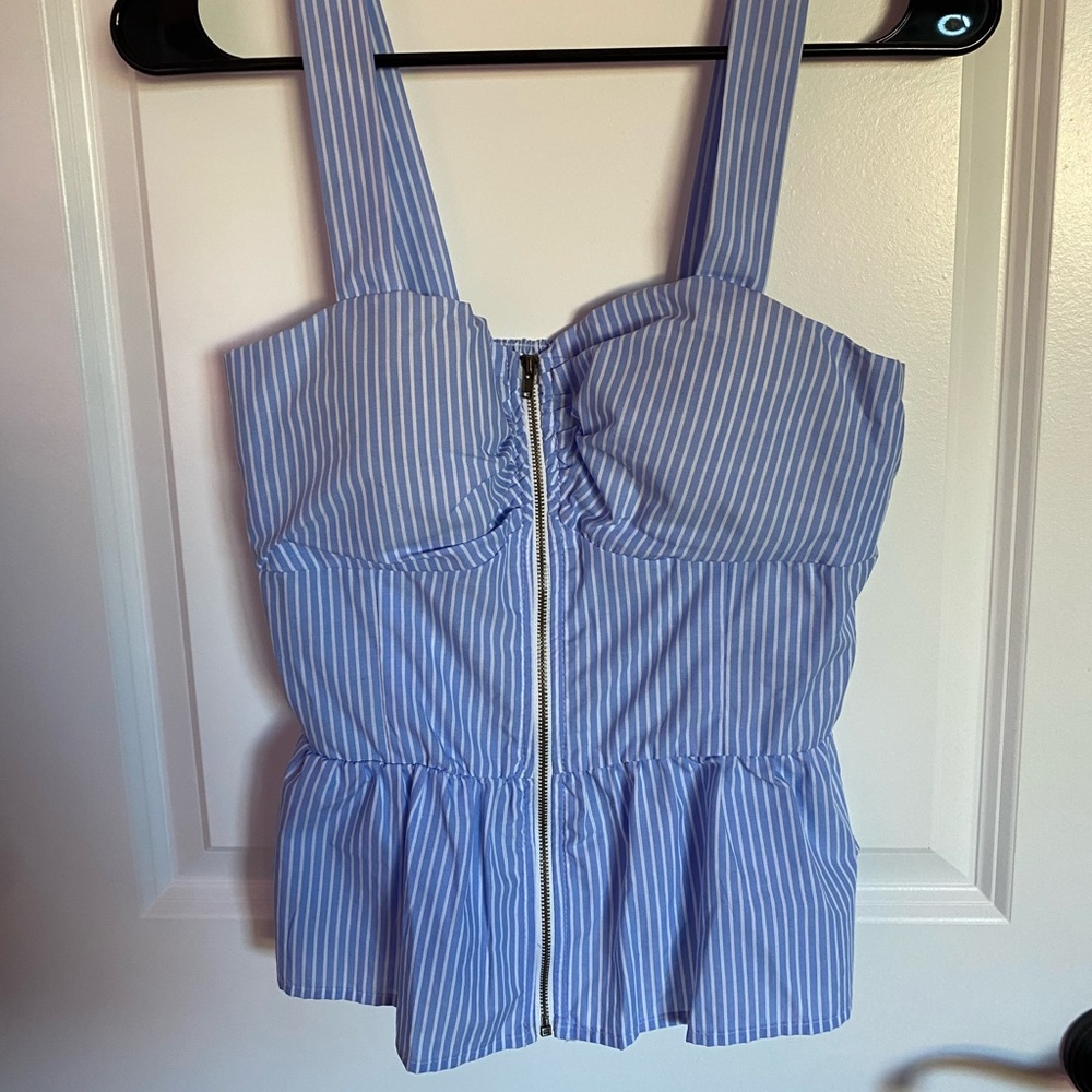 Blue and White Striped Top
